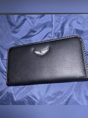 Zadig & Voltaire Black Leather Zip-Around Wallet